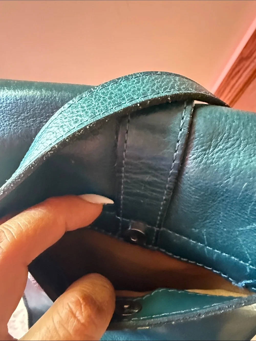 Patricia Nash dark green/blue Leather Crossbody Bag - Adjustable Strap